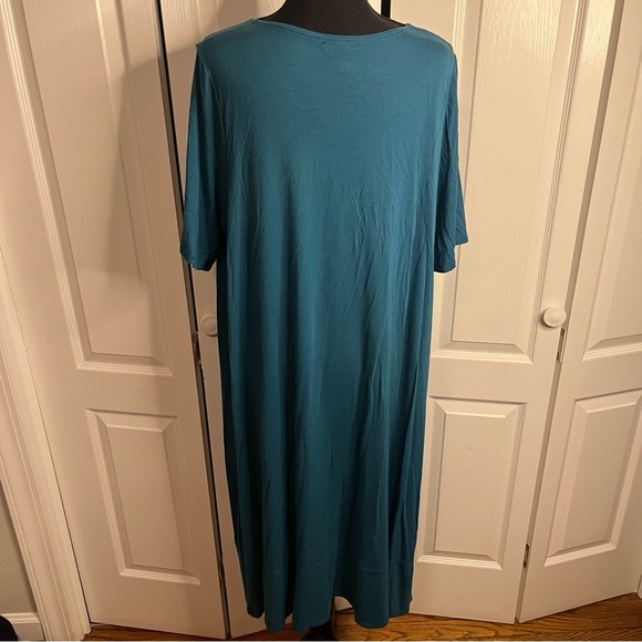 Eileen Fisher Turquoise stretch t-shirt dress Sz XL Minimalist Designer  Long - Picture 4 of 6